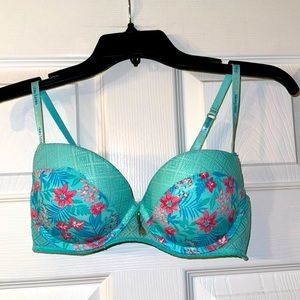 Daisy Fuentes 38C Teal Floral Boost Bra